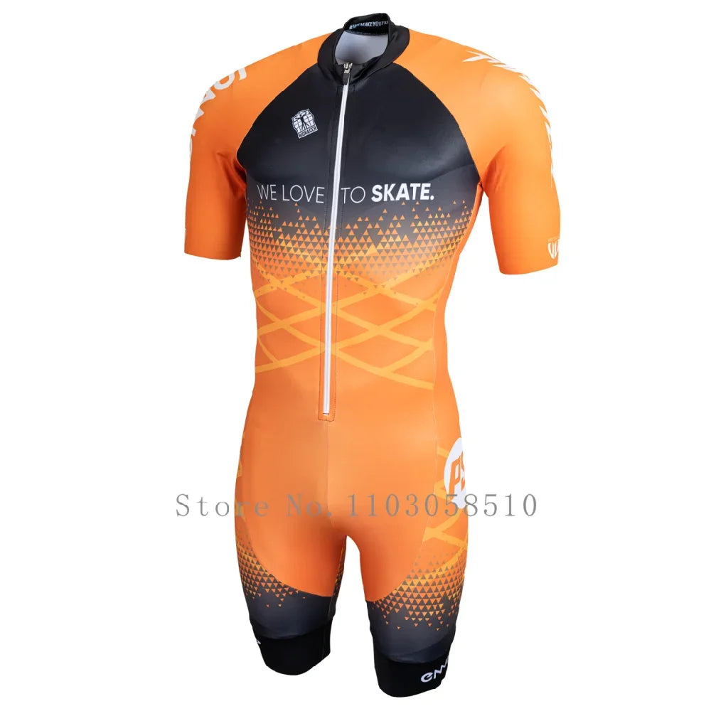 Powerslide inline skinsuit team areo speedsuit summer men cycling clothing skate suits ciclismo pro racing apparel short sleeves