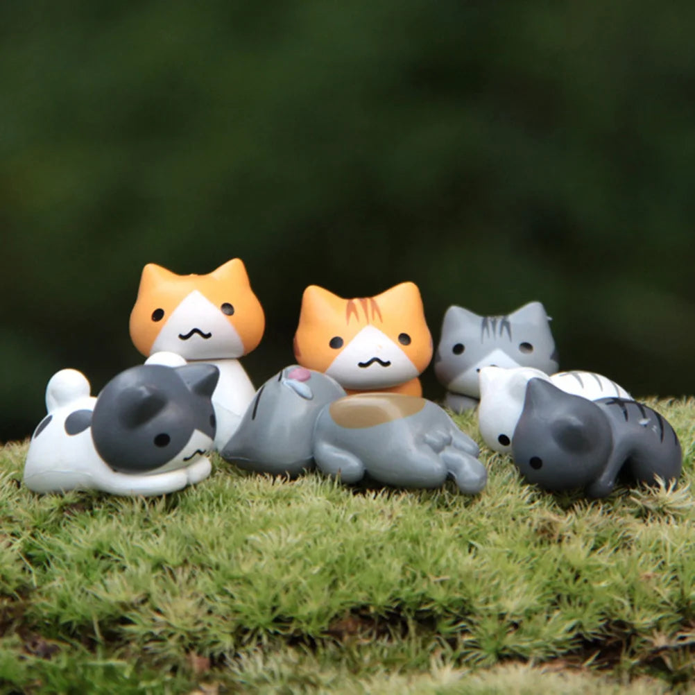 2 PCS Bonsai Plant Decorations Craft Miniatures Garden Korean Version PVC Landscape Cat Micro