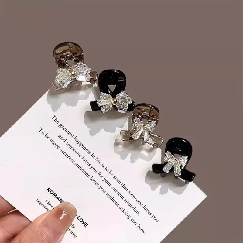 Shining Rhinestone Hair Claw Hairpin Fashion Princess Headwear  Bow Shaped for Y2K Girls Women Headwear Trendy Hair Accessories