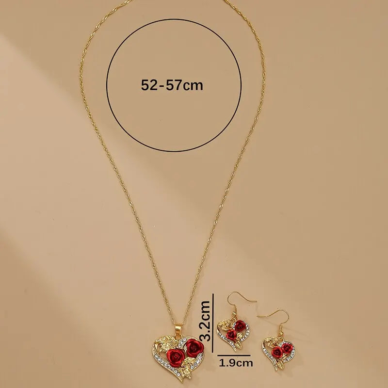 Creative Love Rose Heart Pendant Necklace For Women Exquisite Zircon Forever Necklace Romantic Valentines Day Jewelry