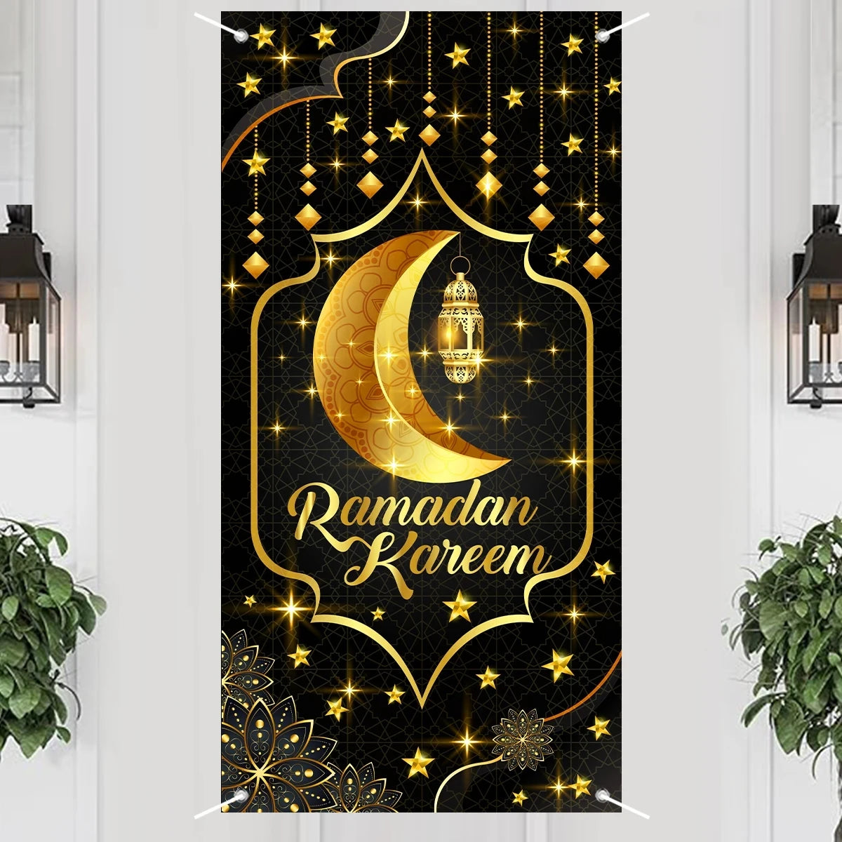 Ramadan Hanging Flag Ramadan Kareem Decoration For Home 2025 Aid EID Mubarak Muslim Islamic Festival Eid Al-fitr Party Supplies