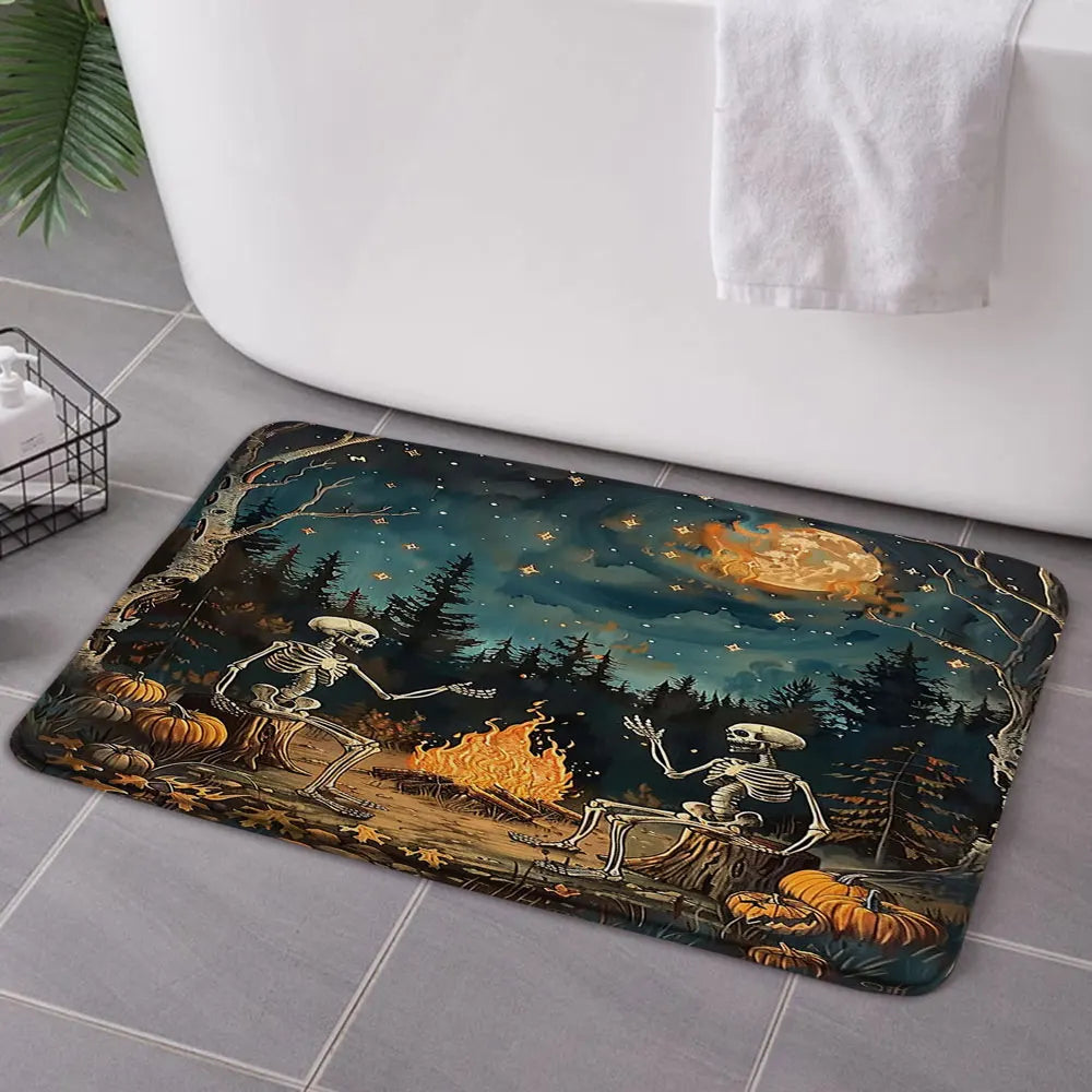 Funny Ghost Shower Curtain Set Halloween Skull Bat Flower Pumpkin Bath Screen Bathroom Mat Non Slip Rug Carpet Toilet Cover Home improvement decortion