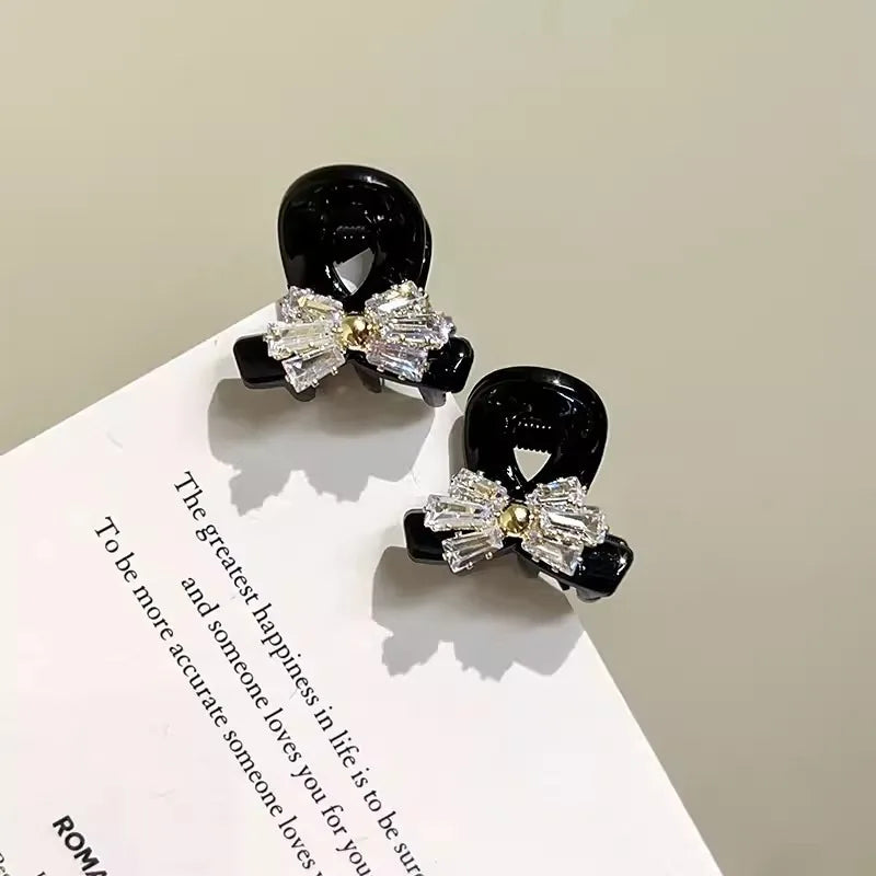 Shining Rhinestone Hair Claw Hairpin Fashion Princess Headwear  Bow Shaped for Y2K Girls Women Headwear Trendy Hair Accessories