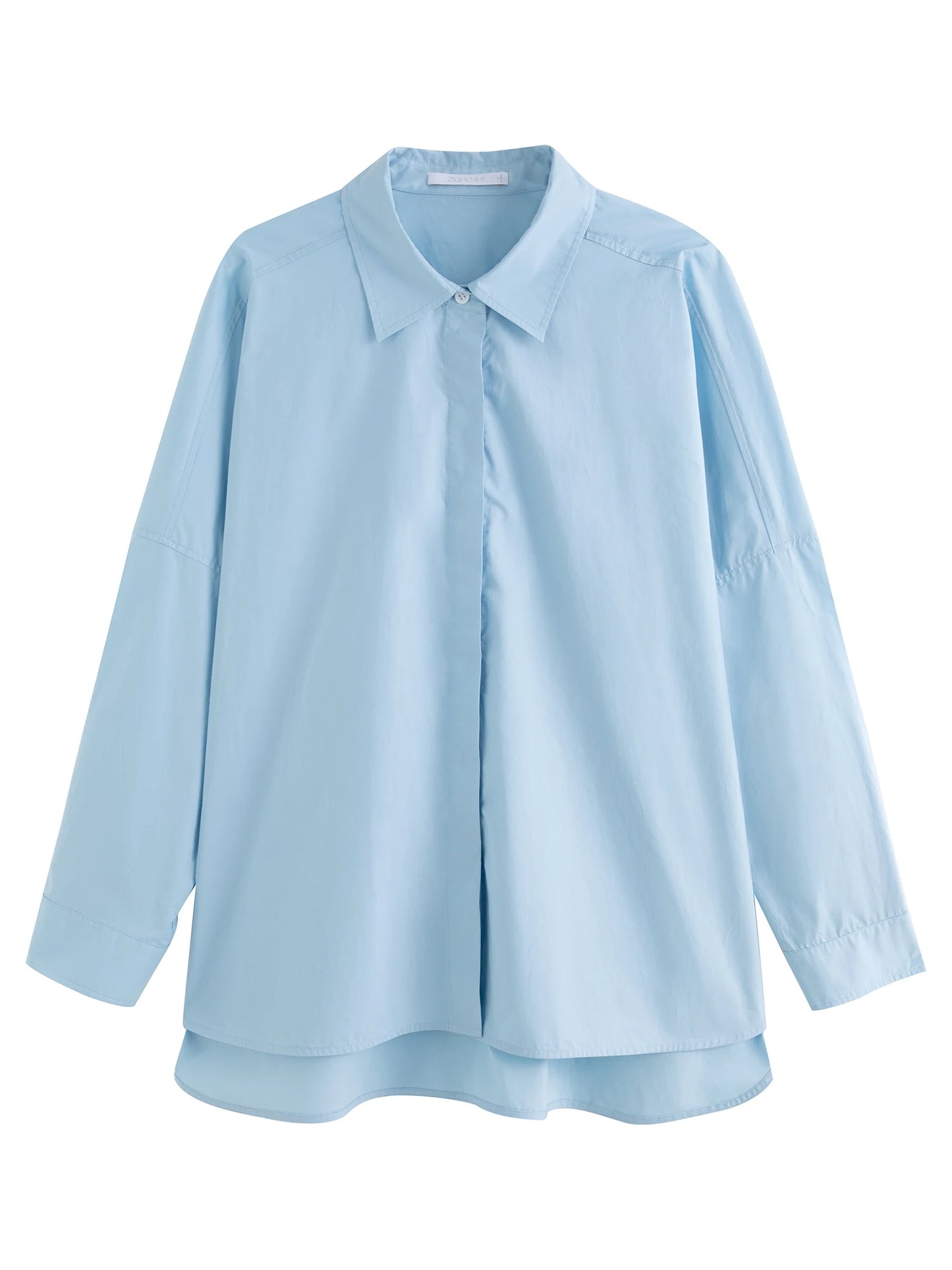 ZIQIAO Petite Size 100% Cotton White Shirt For Women 2025 Spring New Design Elegant Soft All-match Versatile Chic Top  clothes