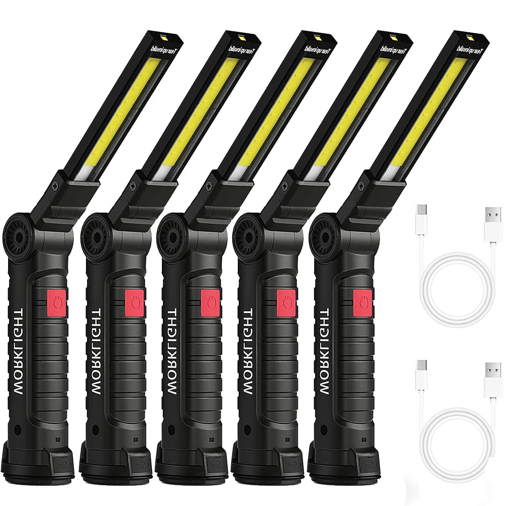 COB LED Taschenlampe Arbeitslicht USB wiederaufladbar PortableMagnetic Lanterna Hängelampe mit eingebauter Batterie Camping Taschenlampe 