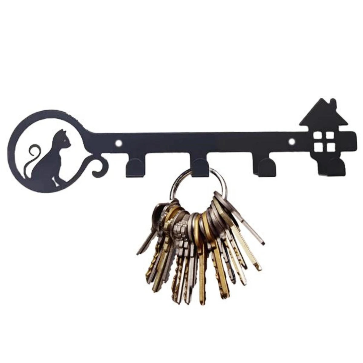 Cat Coat Hooks Wall Art Decor-Bear Hangers Key Holder-Clothes Hat Rack and Backpack Hanger for Storage, Living Room, Hallway