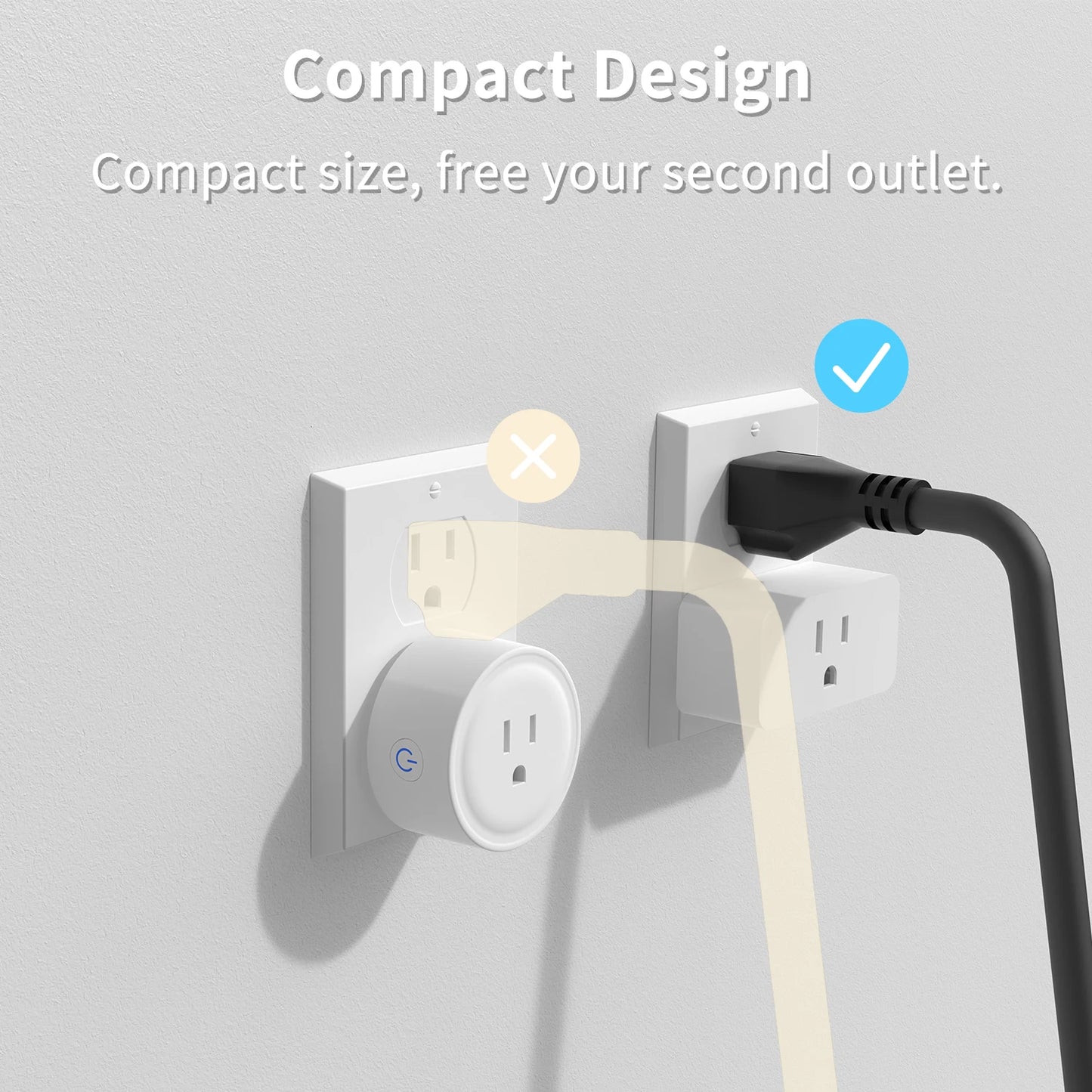 Matter WLAN-Smart-Stecker mit Timing-Funktion für US10A/EU/UK16A. Intelligente Steckdose mit Sprachsteuerung für Apple Home, Alexa und Google Home.