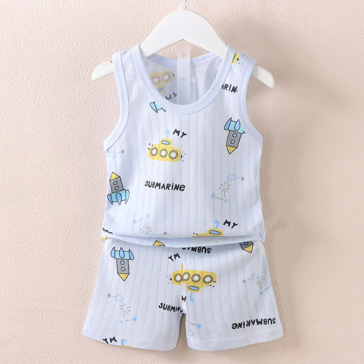 Mother Kids Clothes Baby Cotton Print  Children's Clothing T-shirt Vest Tops Shorts Sets Boys Girls Cute Breathable Summer