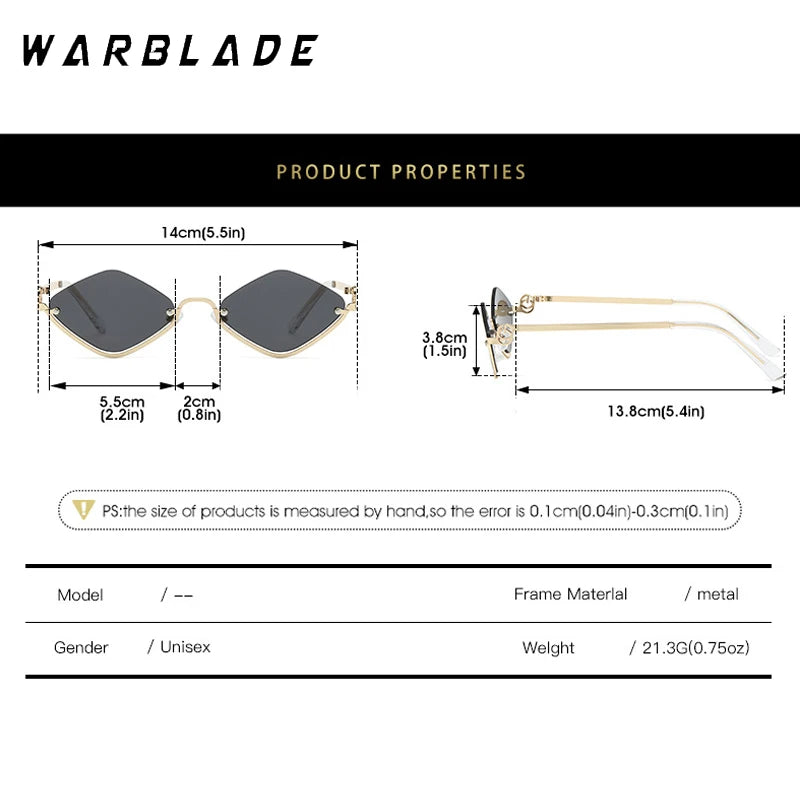 2025 Fashion Small Rhombus Sunglasses Women Luxury Brand Metal Half Frame Sun Glasses Ladies Hipster Sexy Cat Eye Shades Vintage