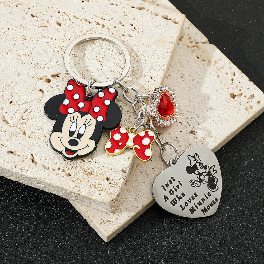 Disney Minnie Mouse Keychain Cartoon Animation Figure Minnie Keyrings Fashion Jewelry Creative Accessory Girls Birthday Gift