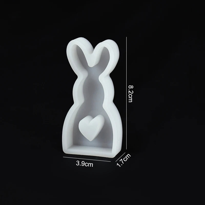 Easter Ornament Hollow Bunny Candle Mold Cute Rabbit Shape Plaster Decoration Molds Easter Rabbit Candle Holder Plaster Mold
