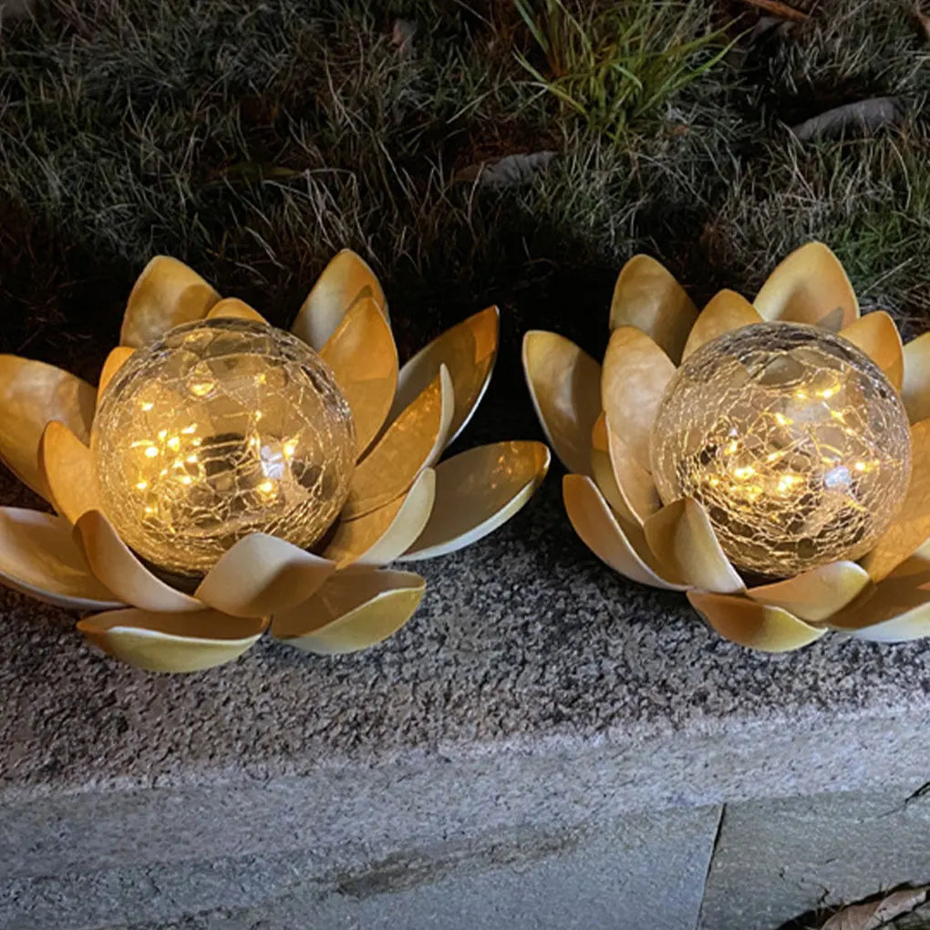 Lotus Shaped Garden Solar Lights Cracked Glass Ball Garden Lamp Halloween Christmas Outdoor Patio Lawn Garden Decoration !!!