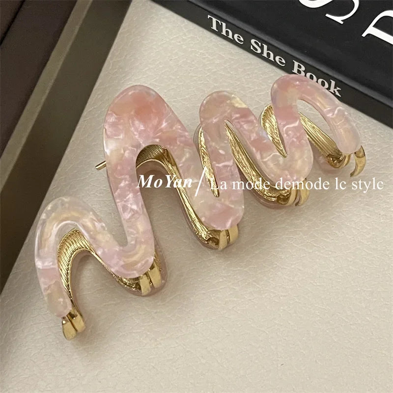 Han Acetate Metal Wave Grip Female Back Head Updo Shark Clip Large Hair Clip High-Grade Sense Hair Clip Headdress
