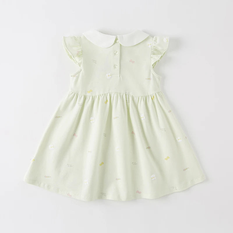 Dave Bella Summer Baby Girls Cute Rabbit Bow Floral  Dress Fashion Party Dress Kids Girl Infant Lolita Clothes DB2235514
