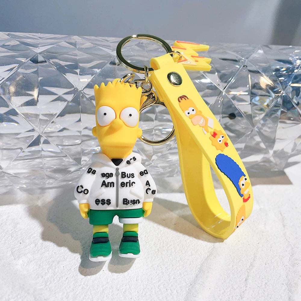 Disney Simpsons Keychain Cartoon Action Figure Key Chain Baby Pendant Couples Fashion Car Accessories Gifts Keyring Cute