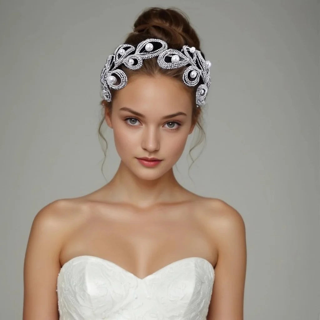Wedding Hair Handmade Bride Rhinestone Headband Crown Tiaras Fashion Women Accessories Elegant Women Party Headdress HP649