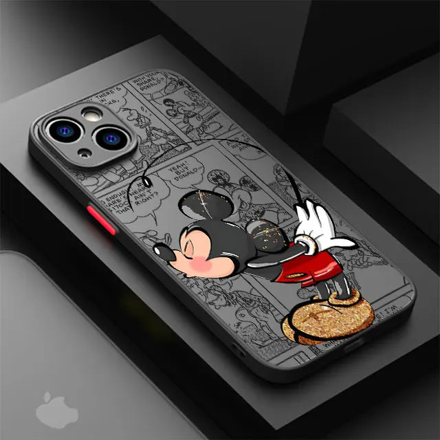 Disney Mickey Minnie Love Phone Case for Apple iPhone 15 16 Pro Max 13 14 Plus 12 Mini 11 Pro XR 8 SE 7 6S XS MAX Matte Cover