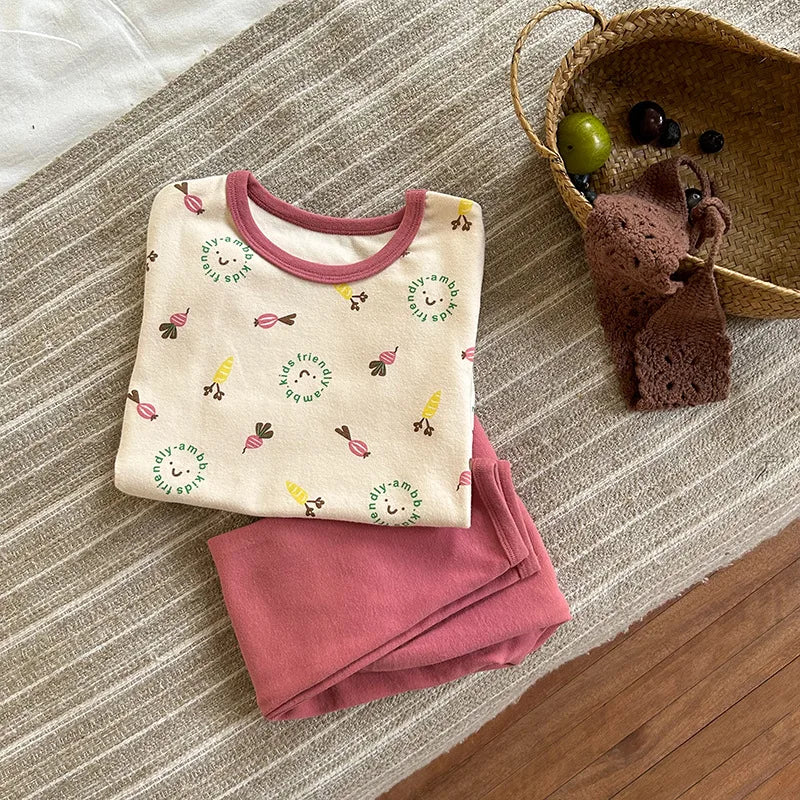 Children's Class A autumn and winter pajamas, boys and girls' wool stretcher home clothing, baby, small and large children's car