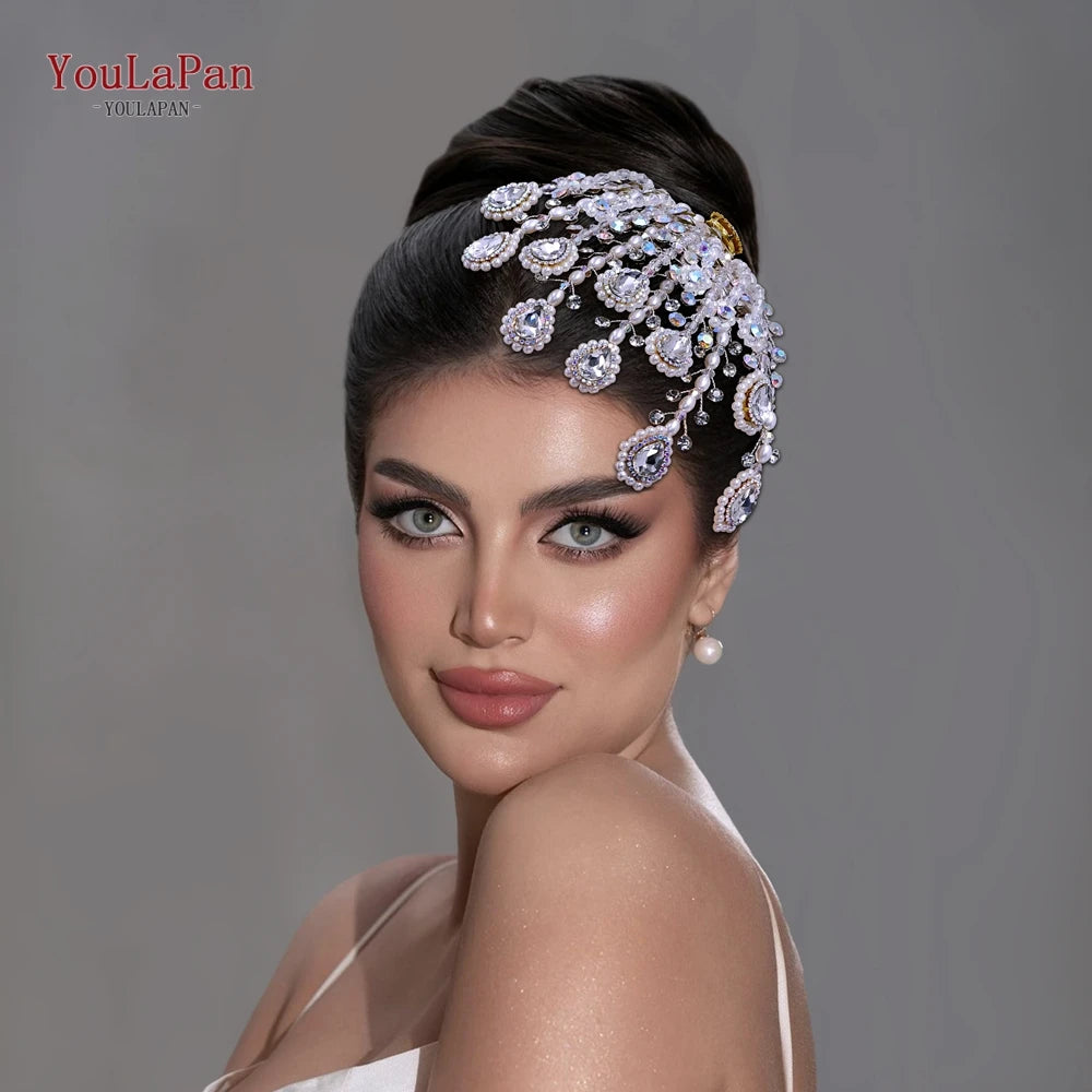 YouLaPan Bridal Pearl Hair Comb Wedding Bridal Headpiece Women Party Fashion Hair Accessories Handmade Exquisite Headband HP716