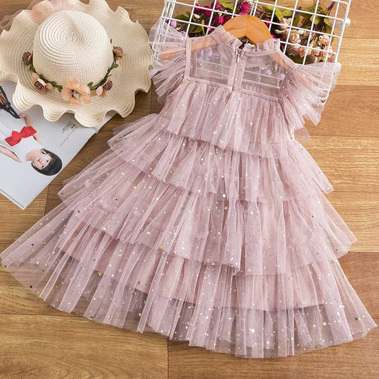 Toddler Girls Clothing Summer Sleeveless Floral Mesh Tutu Dress Baby Girl Casual Clothes Party Princess Dress Flower Girls Dress