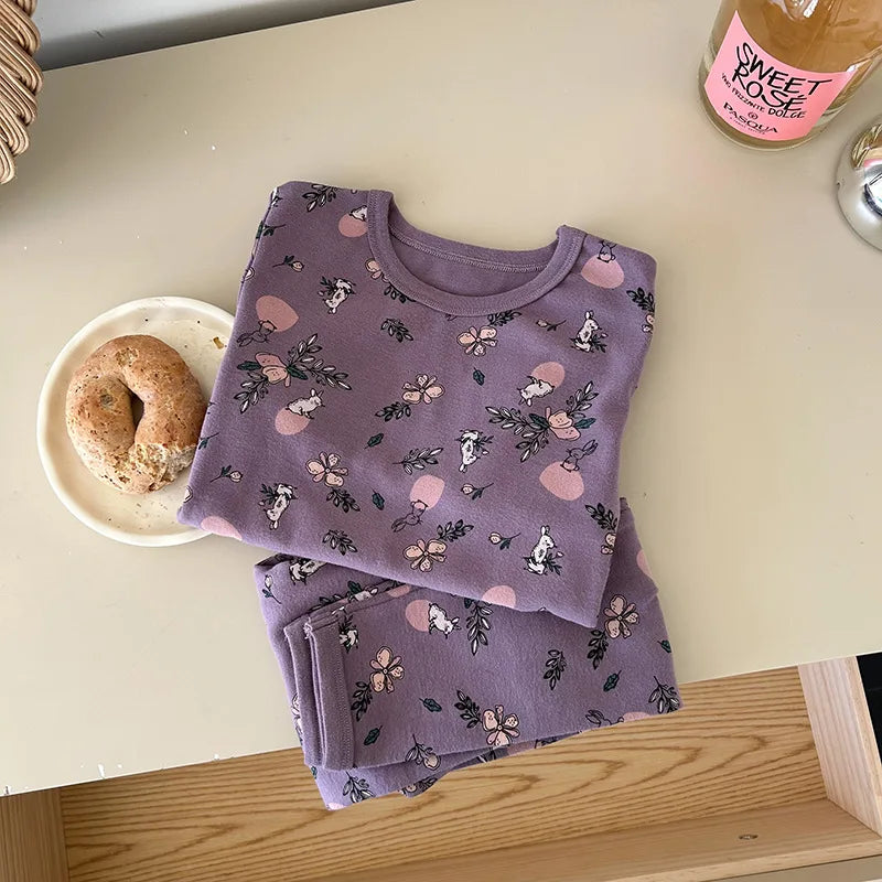 Children's Class A autumn and winter pajamas, boys and girls' wool stretcher home clothing, baby, small and large children's car