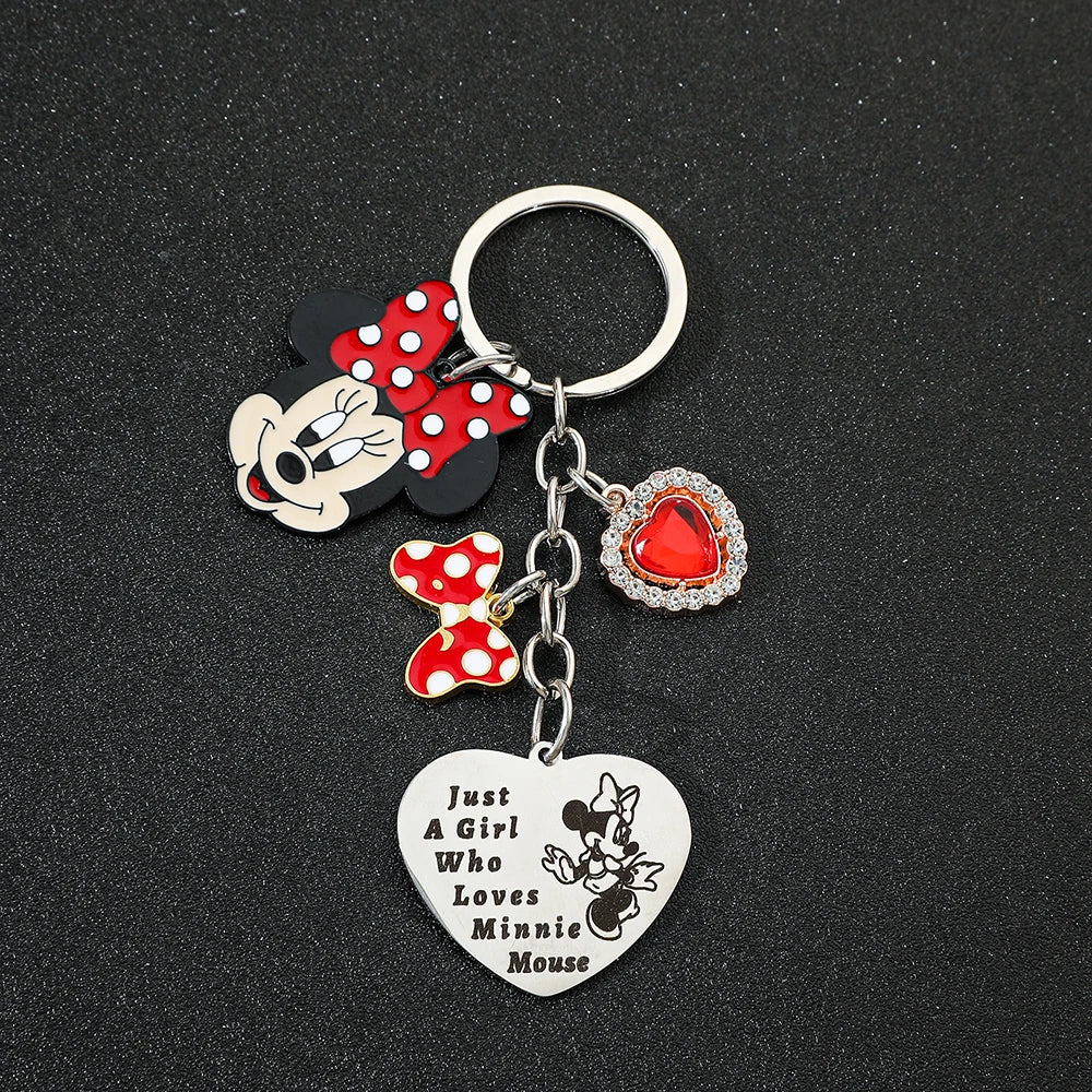 Disney Minnie Mouse Keychain Cartoon Animation Figure Minnie Keyrings Fashion Jewelry Creative Accessory Girls Birthday Gift