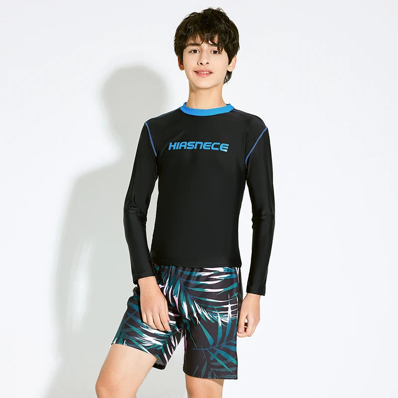 New Swimsuit for Boys Swim Set 2 Piece Swimwear Trunks Shorts Sports Rash Guard Long Sleeve Sunscreen Swimming Pool