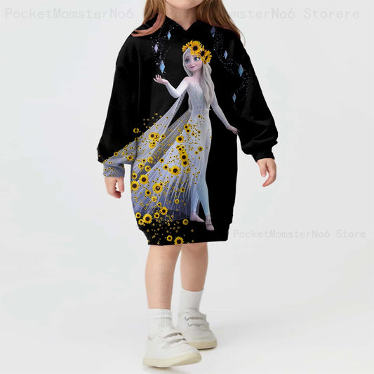 Girls Clothes Disney Frozen Hoodie Sweatshirt Printed Sweatshirt Kids Play Costume Loose Cartoon Girls Tops