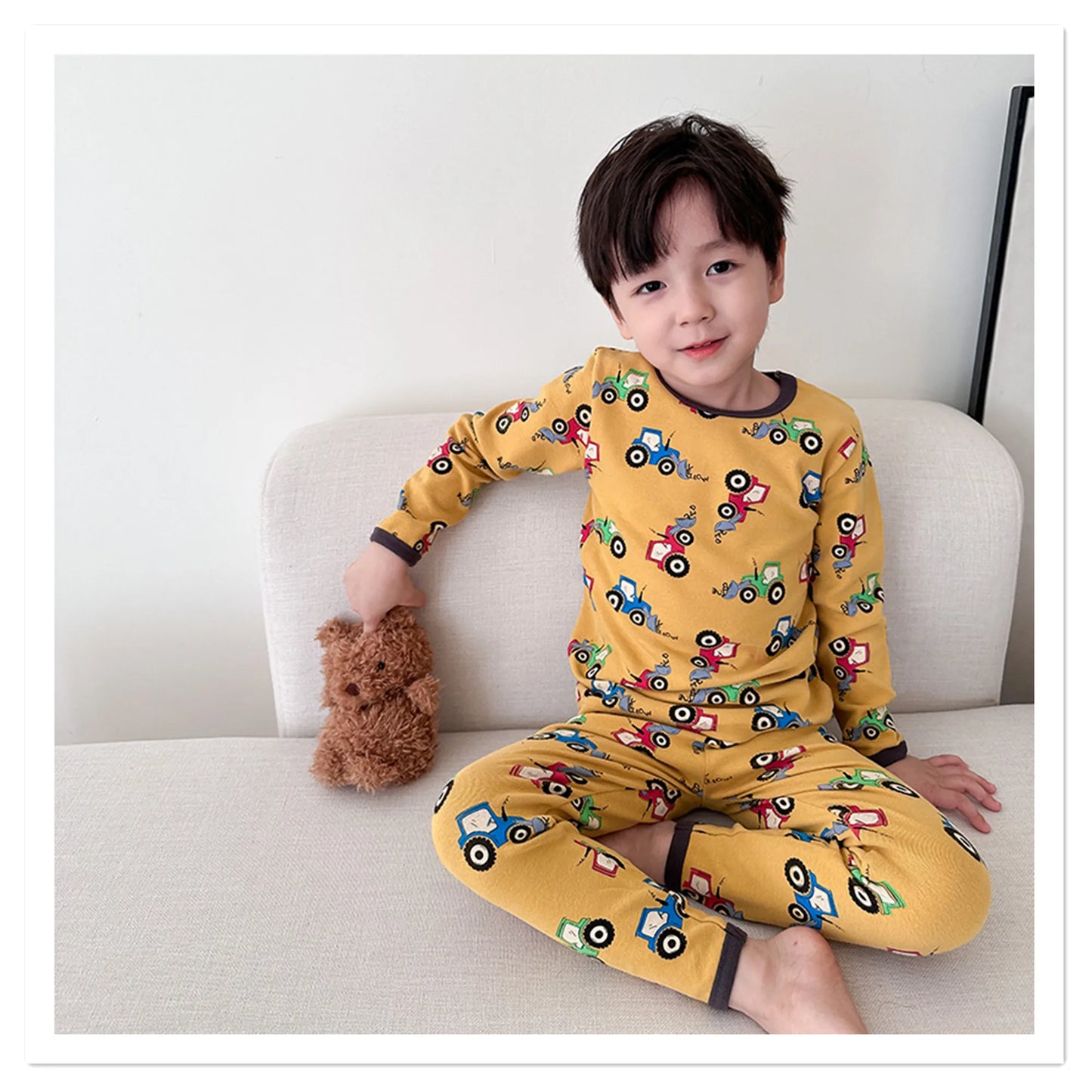 Children's Class A autumn and winter pajamas, boys and girls' wool stretcher home clothing, baby, small and large children's car