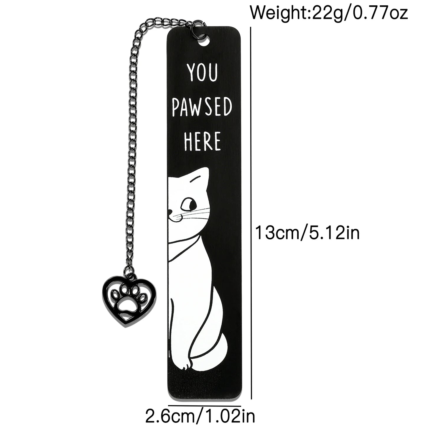 Cute Cat Metal Bookmark,Funny You Pawsed Here Cat Stainless Steel Bookmarks with Tassel, Reading Supplies Gift for Cat Book Love