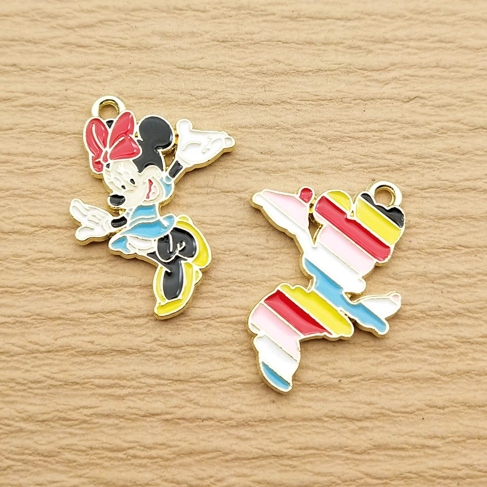 10pcs Anime Cartoon Charm for Jewelry Making Enamel Necklace Pendant Bracelet Accessories Diy Supplies Alloy Metal Gold Plated