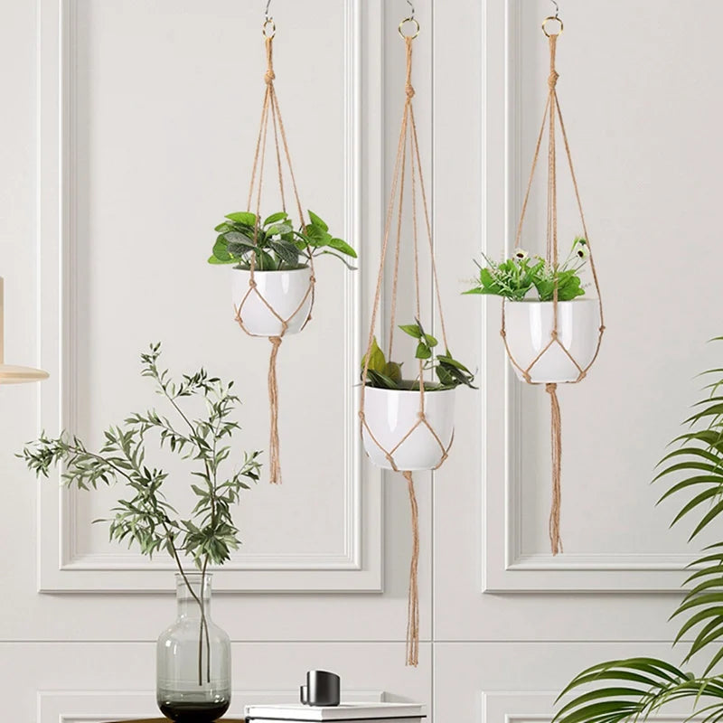 Hanging Plant Handmade Macrame Courtyard Garden Decoration