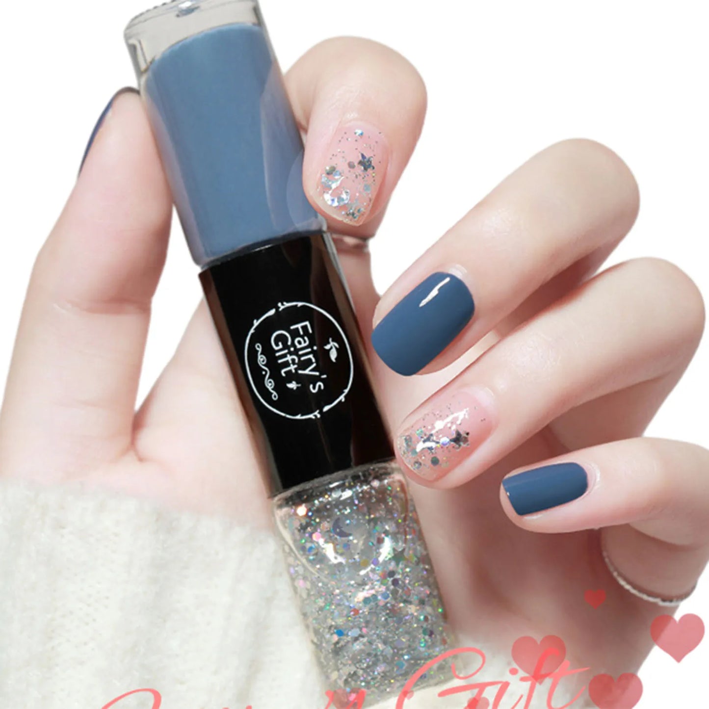 2 In 1 Double Heads Nails Polish Paillette Glitter Nails Oils Long Lasting Waterproof And No-Bake Quick Drying Gel Nails Polish