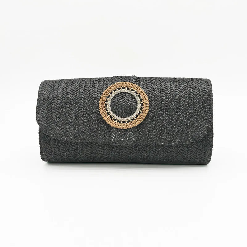 Straw Clutch Purse for Women Wedding Hand-Woved Evening Straw Handbags Party Wedding Summer Beach Wicker Shoulder Messenger Bags