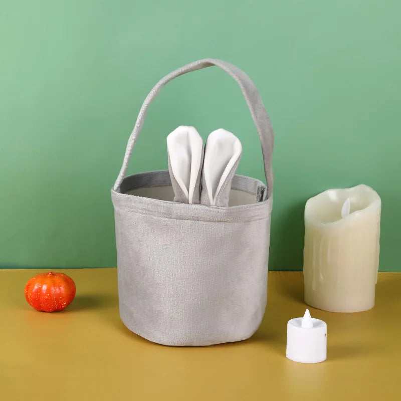 1pc Easter Egg Basket Cartoon Rabbit Ears Handbag Non-woven Fabric Candy Gift Packaging Bag For Easter Party Decoration Supplies