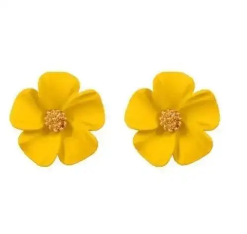 925 Silver Needle Korean Vintage Oil Painting Pearl Flower Earrings For Women Jewelry 2024 Trending New Luxury Women's Earrings
