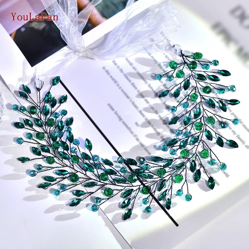 TOPQUEEN Elegant Bridal Belt Wedding Dress Waist Decoration Bridesmaid Belt Green Rhinestone Evening Gown Belt Accessories SH799