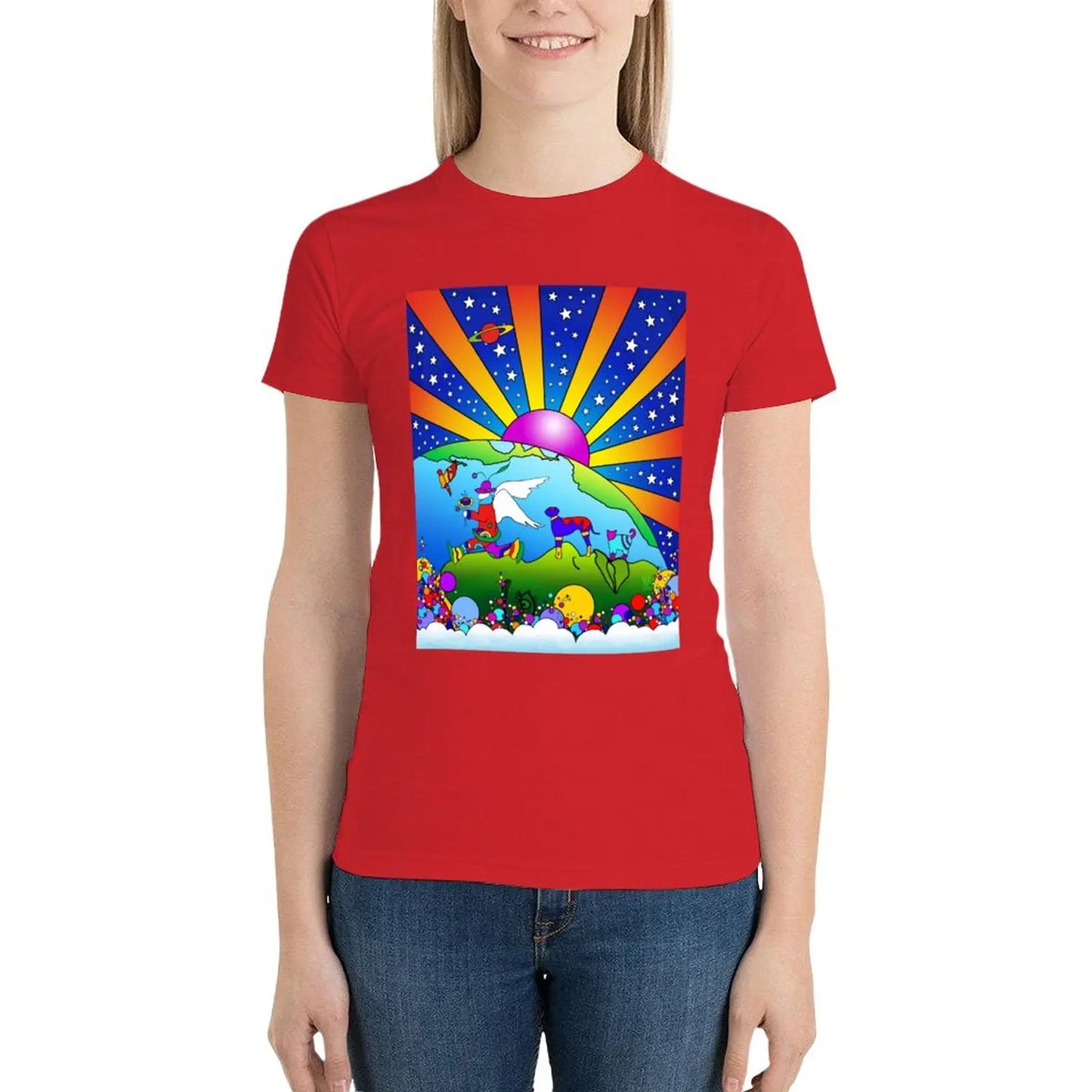 Cosmic Pet World T-Shirt tops clothes plus size tops cute tops Women clothing