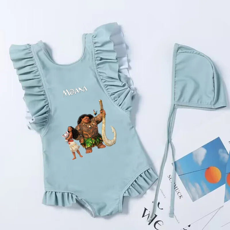 Moana Cartoon Toddler Baby Swimsuit One Piece Children Swimwear Kids Girl Bathing Suit Swim Shirts for Surfing Beach Wear Outfit