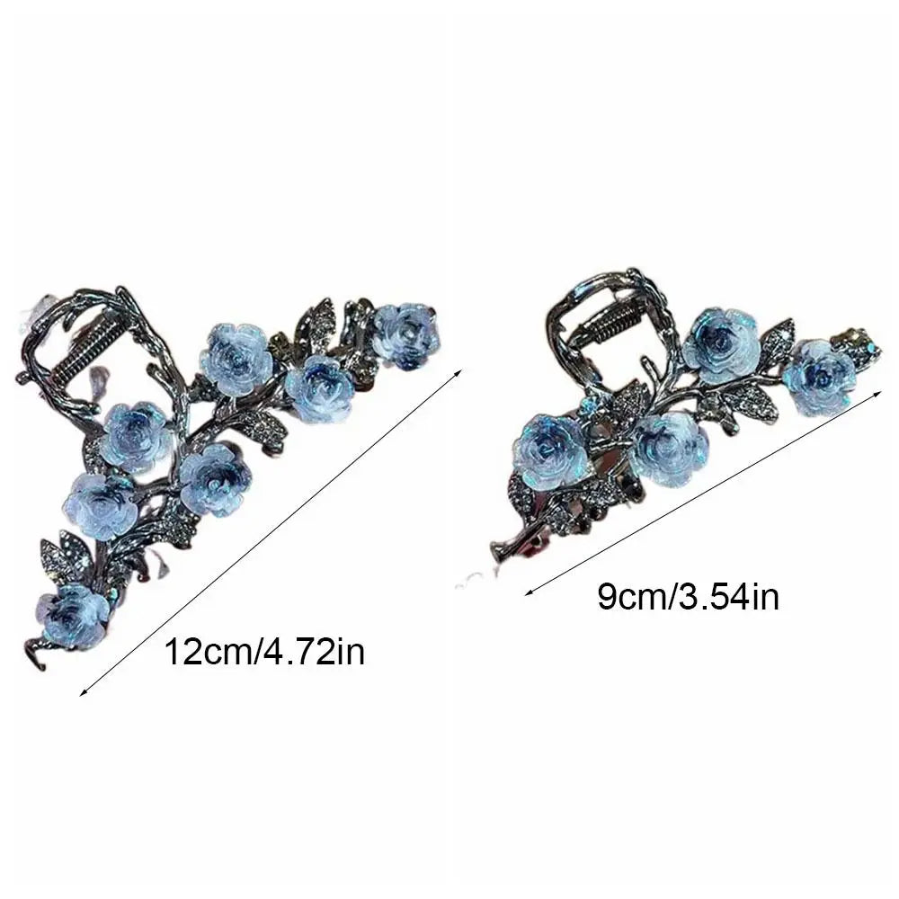 Flower Camellia Hair Claw Ponytail Holder Hair Accessories Large Shark Clip Headdress Korean Style Metal Hair Crab Clip Girls