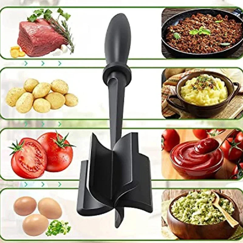 Kitchen Meat Chopper Ground Beef Masher Utensil Heat Resistant Non-Stick Hamburger Choppe Potato Masher Tool Kitchen Gadgets