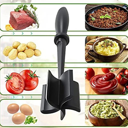 Kitchen Meat Chopper Ground Beef Masher Utensil Heat Resistant Non-Stick Hamburger Choppe Potato Masher Tool Kitchen Gadgets