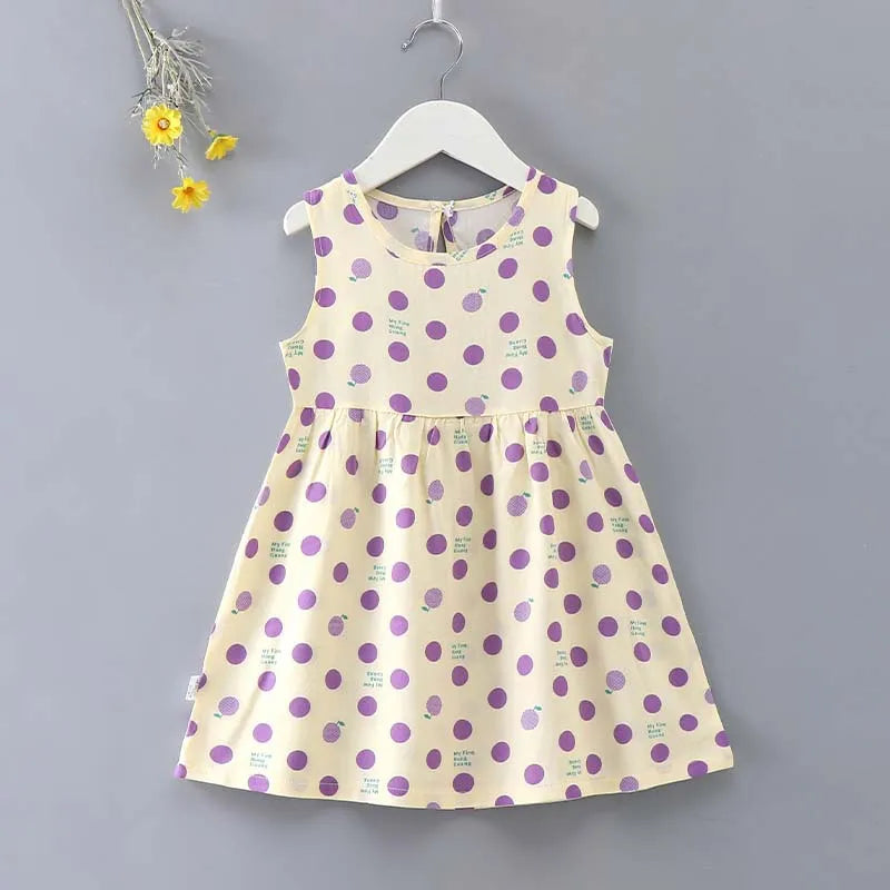 Girls Summer Dress Sleeveless Cute Print
