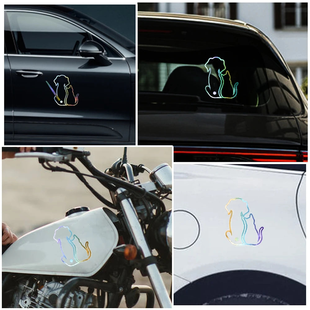 1x Car rear window glass reflective wiper sticker wagging tail cat dog sticker car decoration sticker car exterior decals