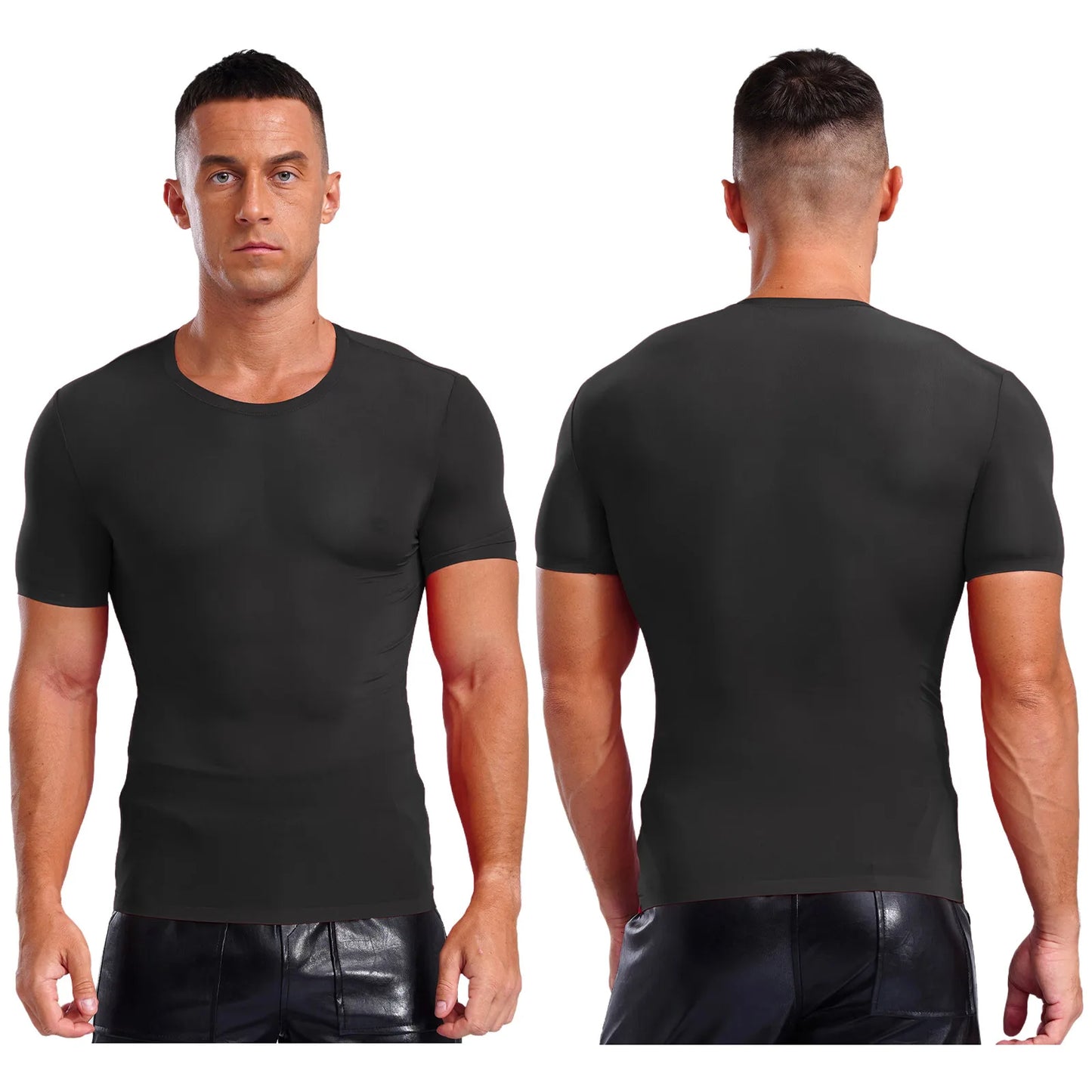 Mens Quick-dry Athletic T-shirt Round Neck Short Sleeve Ice Silk Ultra-thin Blouses Top for Gym Sports Workout Fitness Swimming mon