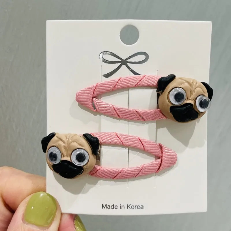 2Pcs/Set Girls Animal Rabbit Dog Cat Rubber Elastic Hair Bands Children Ponytail Holder Scrunchie Headband Kids Hair Accessories