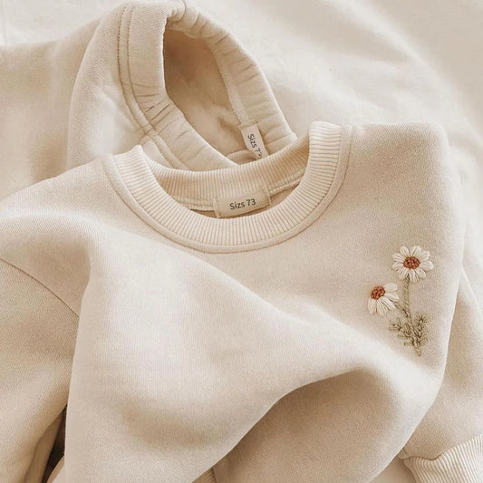 Baby Mädchen Kleidung Set Fleece Stickerei Daisy Pullover Sweatshirt + Jogger Hosen Set Mädchen Jungen Trainingsanzug Kleinkind Mädchen Kleidung 