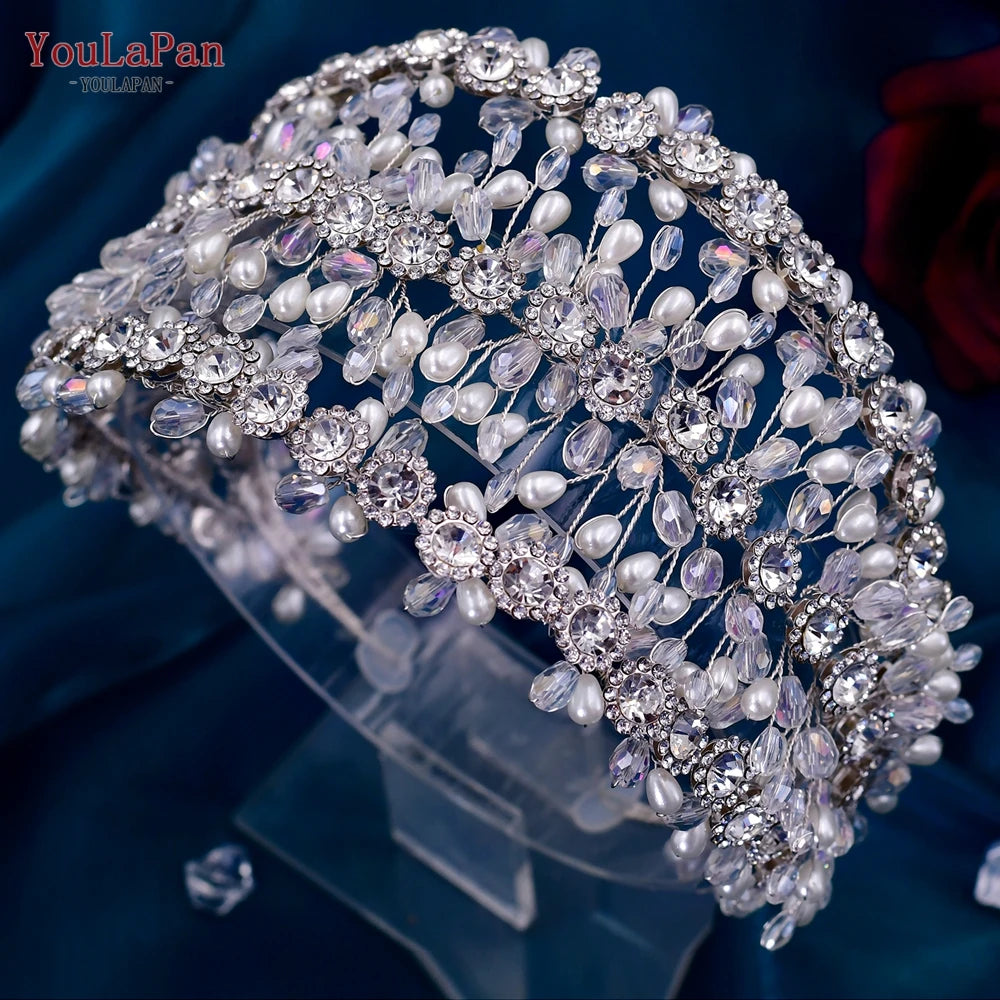 YouLaPan Rhinestone Bridal Headband Wedding Hair Accessories Party Banquet Headwear Tiaras and Crowns for Women Headdress HP454