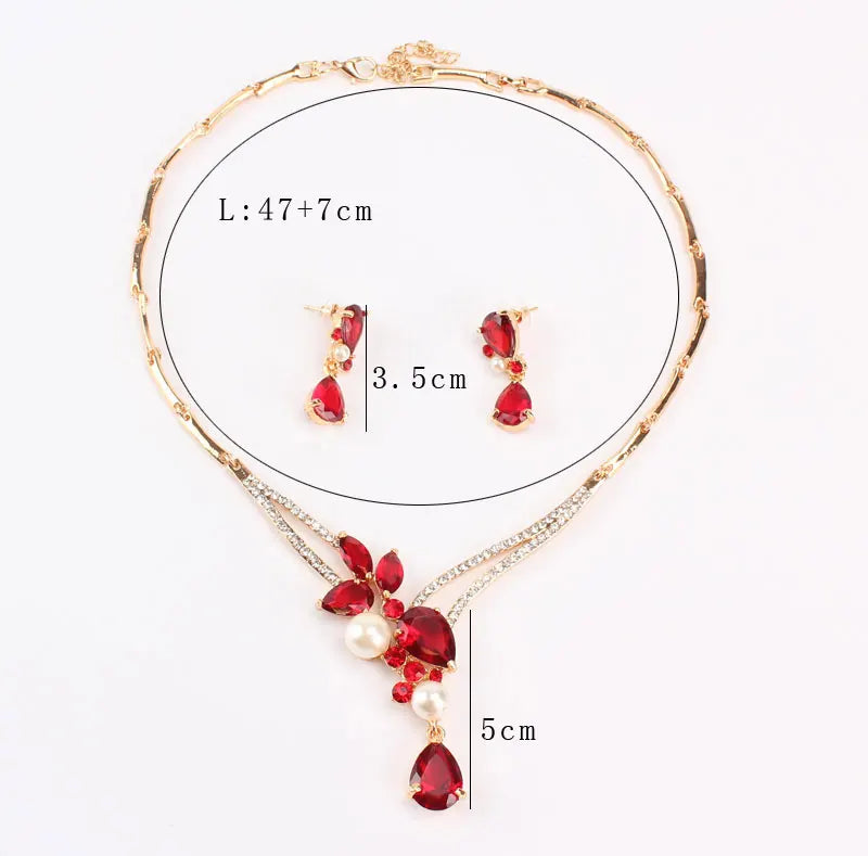 Luxury Dubai Jewelry Sets Purple Crystal Necklace Earrings Set for Women Bridal Jewelry set Accessories Gifts
