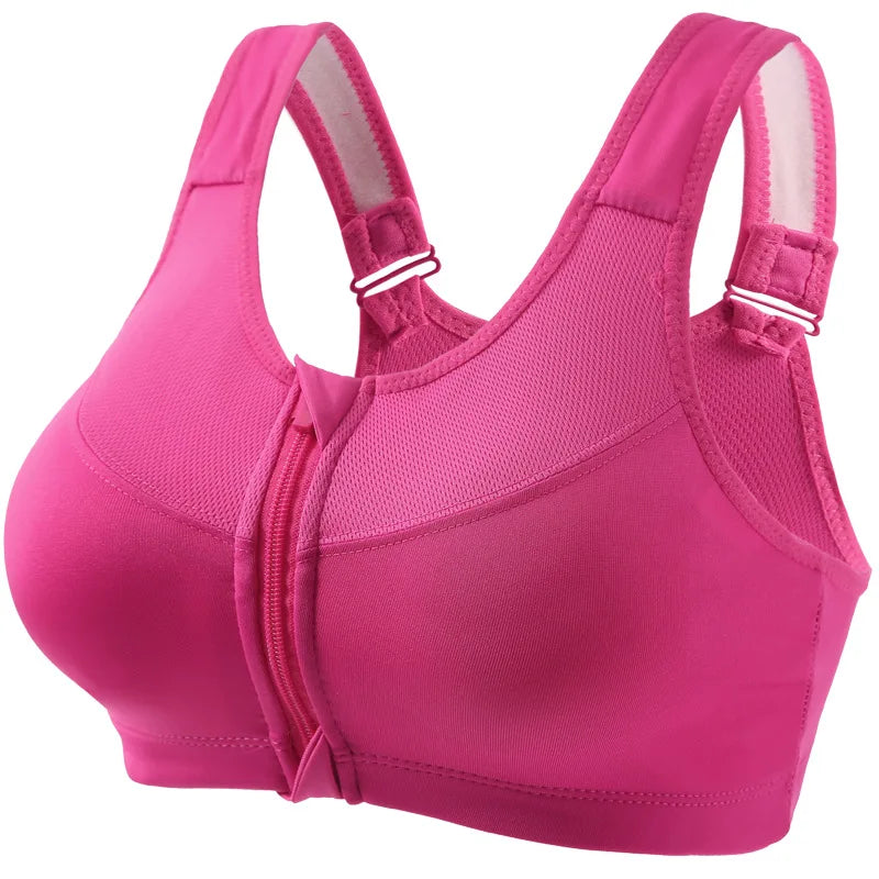 Sports For Women With High-Strength Shock-Absorbing Gathered Fitness Yoga Beauty Vest Without Steel Ring Front Zipper Sports Bra